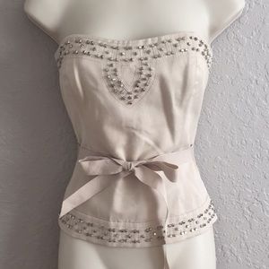 NWOT Beige Top with Silver Pins.